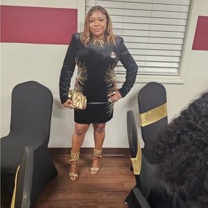 Elegant Black and Gold Women's Dress